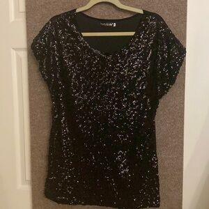 Black sequin tunic with stretch back
